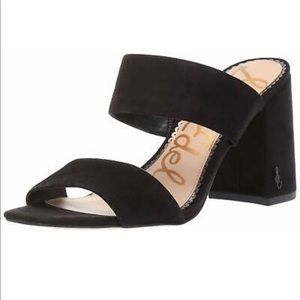 Sam Edelman /  New Delaney Black Leather Square Toe Chunky Block Heel Size 8.5